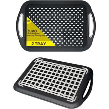 Zuvo Anti Slip Serving Trays Set of 2 Grey BPA Free with Handles