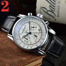 (Typ 2) Neue Uhr Top Wasserdicht Echtes Leder Business Casual Quarzuhr männer Drei Augen Multifunktionale