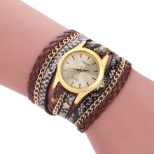 (Kaffee (duaga))Retro Damenuhr mit Wickelarmband, gewebte Serpentine, britische Uhren, Damen, Kaffee