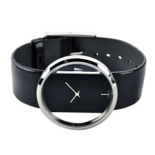 (noir) Montres classiques pour femmes, montres creuses transparentes à la mode, bracelet en cuir, montre-bracelet