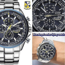 Montre volante Blue Angel Series (noire), chronographe analogique à quartz, étanche jusqu'à 30 m, lumineuse