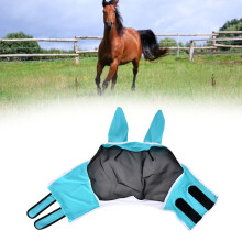 Green Horse Mask with Adjustable Fit and Fly Repellence Mesh Cover 71x112x35cm
