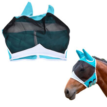 Breathable Green Horse Mask 80x114x45cm Universal Adjustable Fly Veil