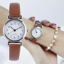 (Braun) Top Klassische Damenuhren Casual Quarz Lederarmband Uhr Runde Analoguhr Armbanduhr