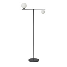 Litecraft Darl Floor Lamp 2 Light With Opal Glass Ball Shades - Black