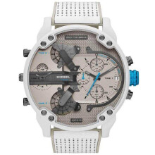 (DZ Weiß)Trendige, stylische und coole Uhr mit großem Zifferblatt, Doppelelementen, gummibeschichtetem
