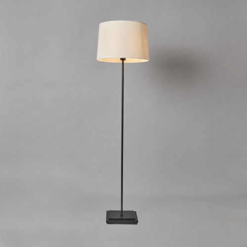 Litecraft Beck Floor Lamp Square Base With Ivory Shade - Black 2