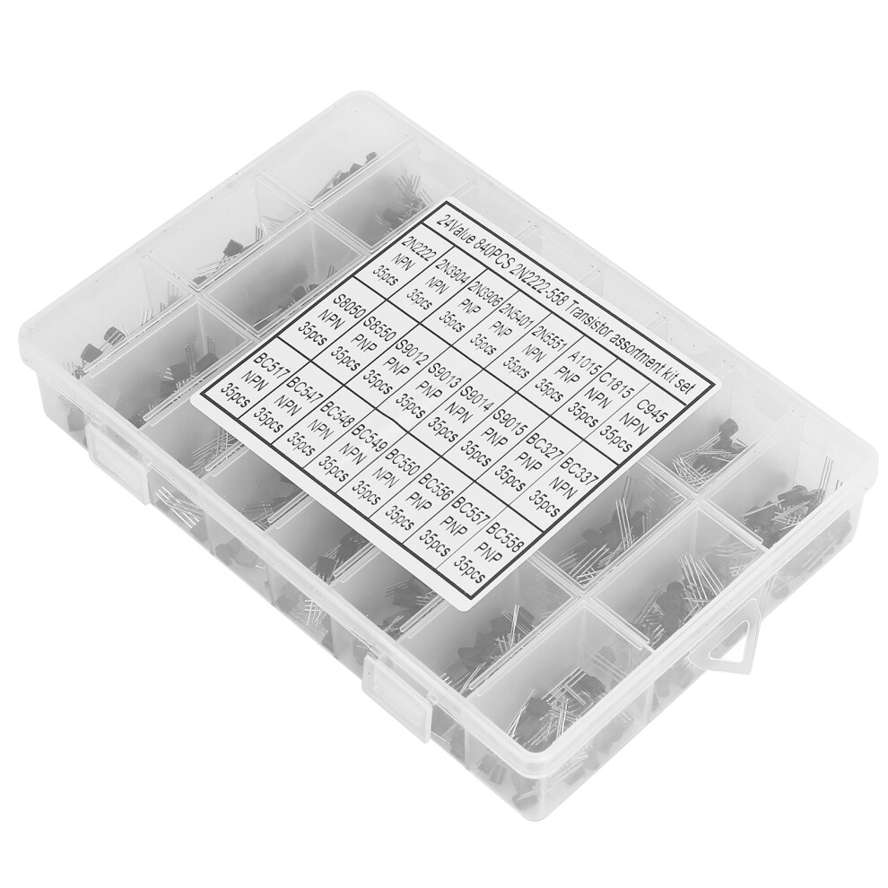 840 Pcs Npn Small Power Transistor Kit To92 2N2222abc558 In Organized Box 9381333171850