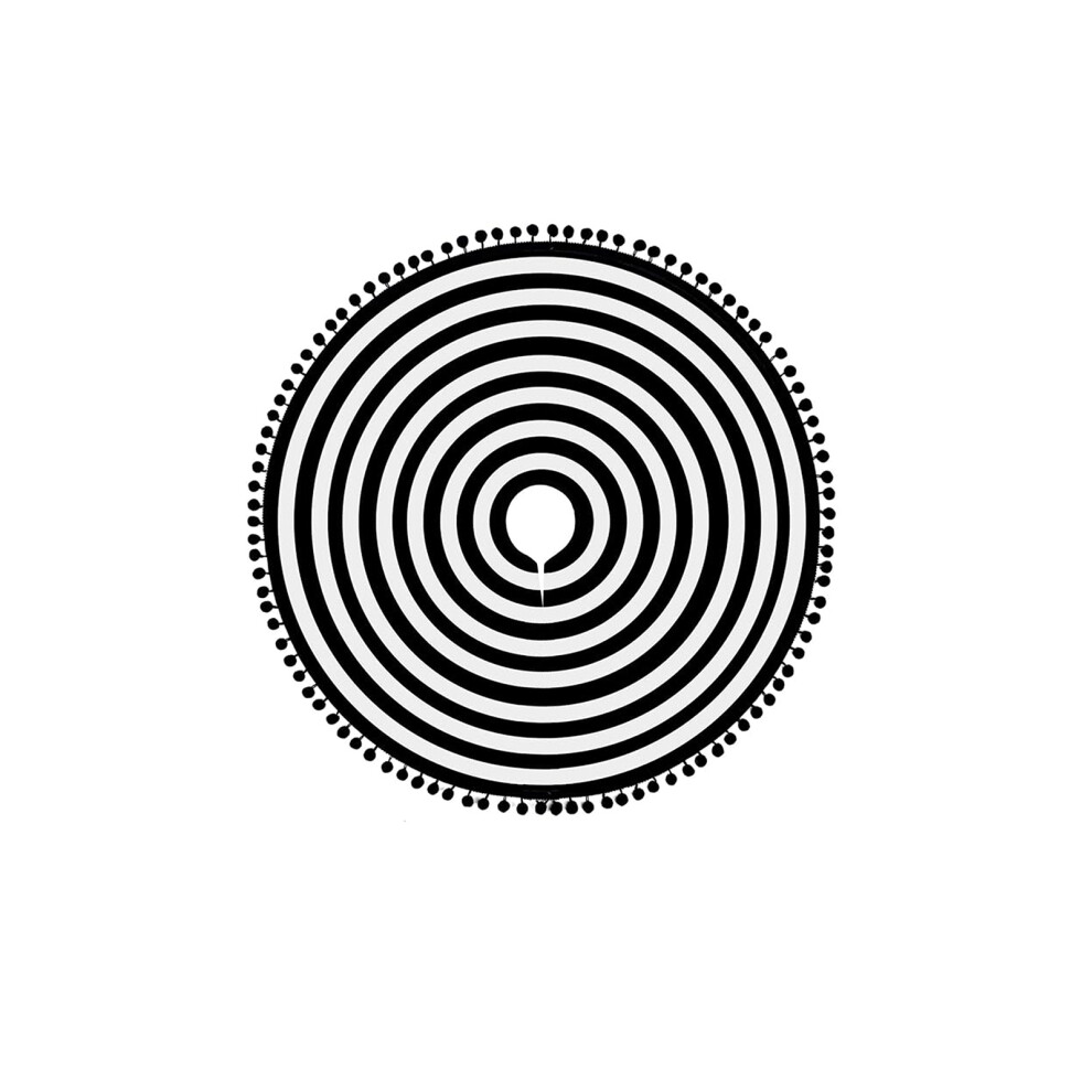 (Diameter 44CM/18 inches) Halloween tree skirt decoration black and white striped Christmas tree apron festive atmosphere tree matching decoration sup-image-OPC-PJBSBY6-NEW