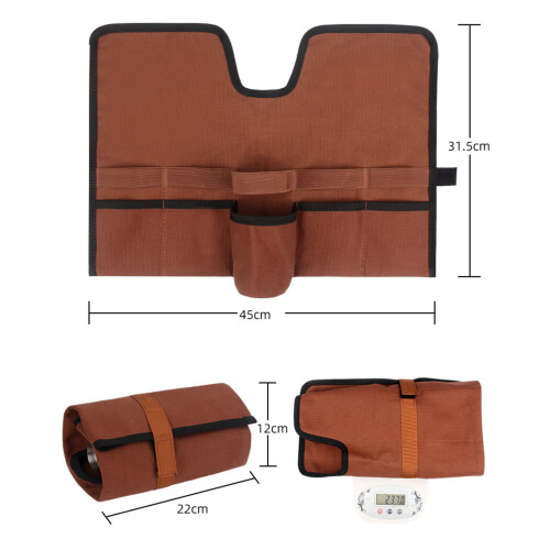 Portable Canvas Cocktail Kit Bag, Foldable Roll, 45x31.5cm Brown 1