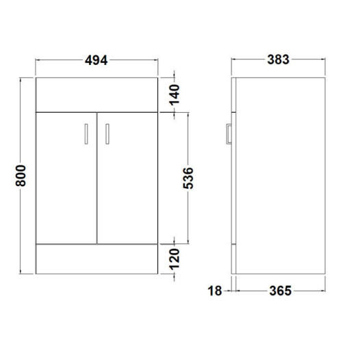 NES Home Nes Home 500mm Freestanding White Vanity Unit (Excluding Basin) 1