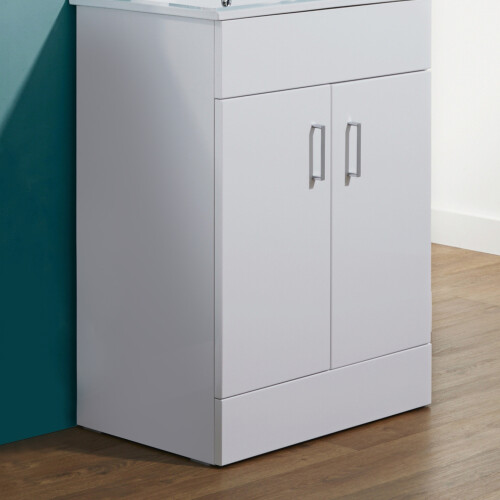 NES Home Nes Home 500mm Freestanding White Vanity Unit (Excluding Basin) 2