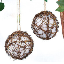 Handmade Rattan Globe Bird House for Outdoor/Indoor Bird Watching, 100mm