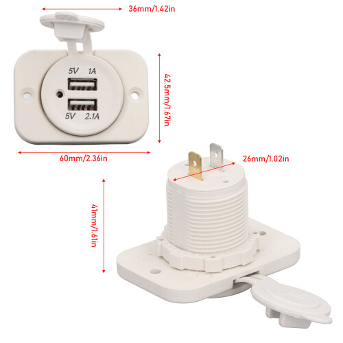DC12-24V Kompaktes Dual-USB-Ladegerät 2,1A + 1A blaue LED 1