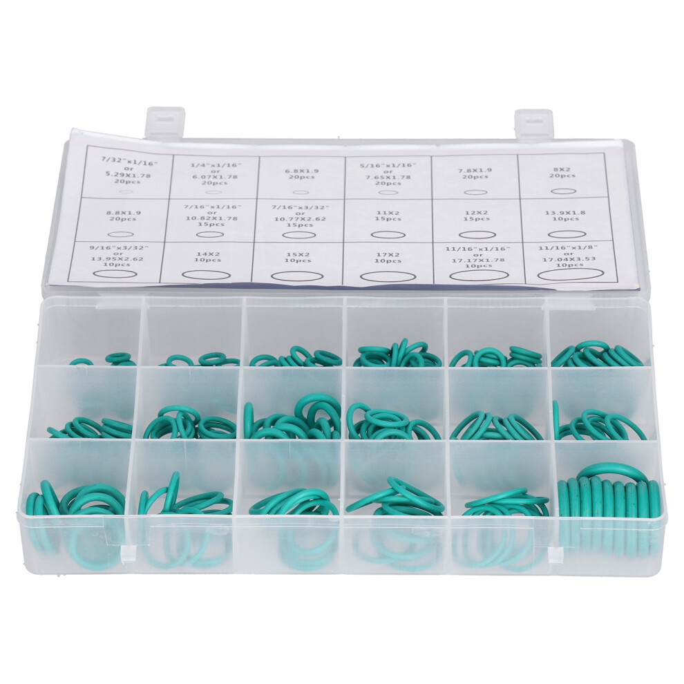 270Pcs Rubber O Rings Assortment Kit - 18 Sizes, Green 8461333179771