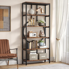 Tribesigns Bücherregal 6-stöckig, industrielles Etagere, freistehendes Regal mit 5 Ablagen für Wohnzimmer und Schlafzimmer