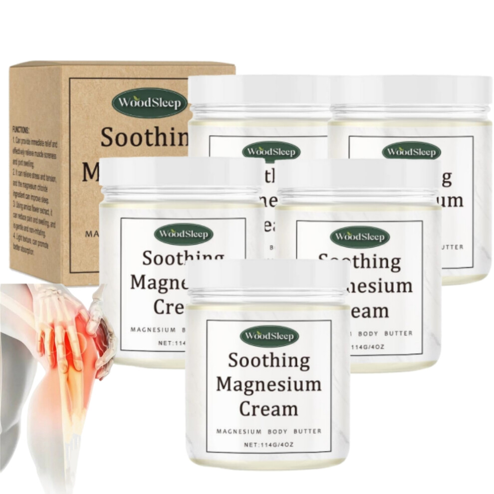 5PC WoodSleep Magnesium Cream - Sleep Aid & Joint Relief - 114g