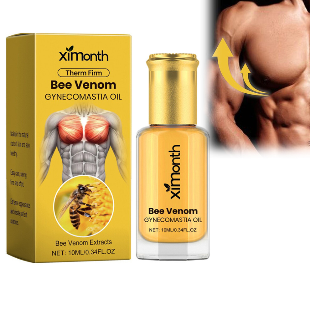 2PC Mens Thermo Bee-Venom Gynecomastia Tightening Oil Natural Chest Enhancer Massage Oil Gift for Men