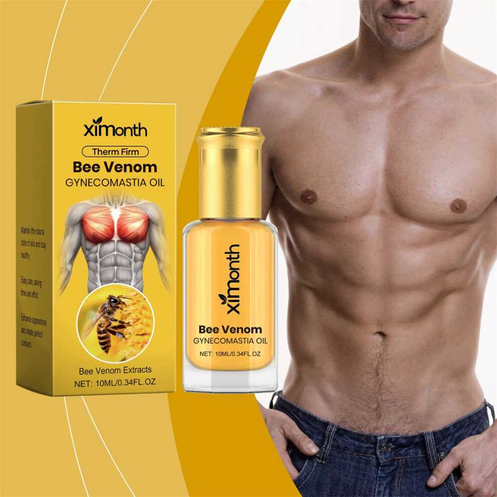 Mens Thermo Bee-Venom Gynecomastia Tightening Oil Natural Chest Enhancer Massage Oil Gift for Men