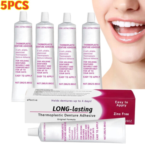 5PCS Long lasting Thermoplastic Denture Adhesive 28g - 100% ORGINAL