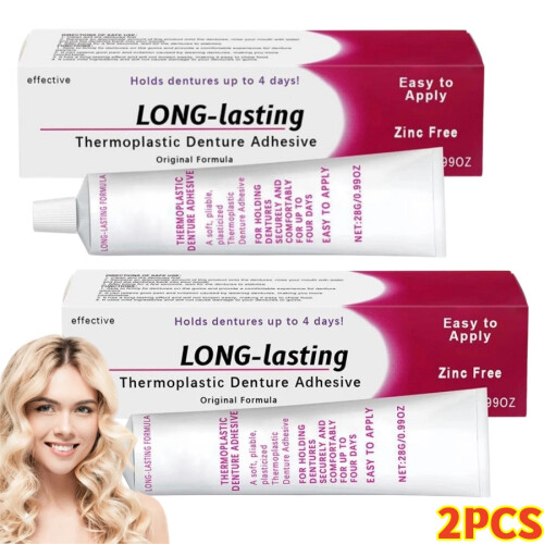 2PCS Long lasting Thermoplastic Denture Adhesive 28g - 100% ORGINAL