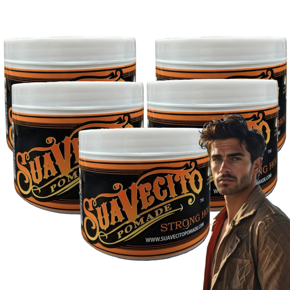 5PC Suavecito Firme Strong Hold Pomade, Strong Hold Pomade For Men, 4oz/113g