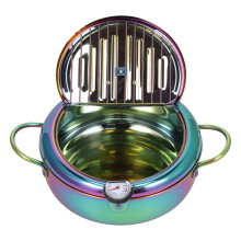 Stainless Steel Fryer with Thermometer 3.2L Non-Stick Kitchen Cookware