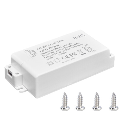 Transformateur pour bande LED 24 V 30 W 1,25 A pour usage intérieur 1