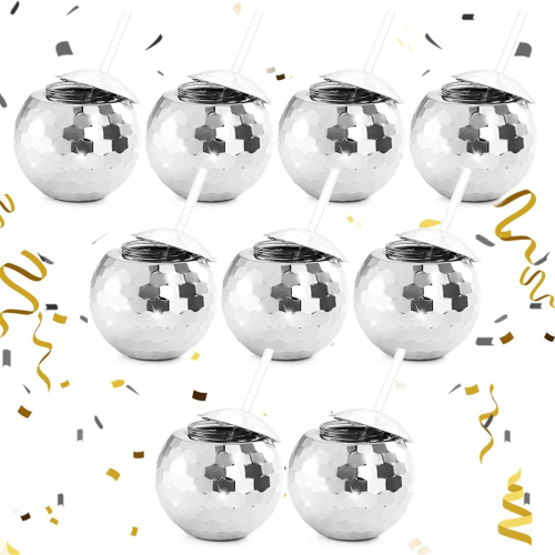 9 PCS Disco Ball Cups, 20 OZ Disco Cups with Straws and Lid 1