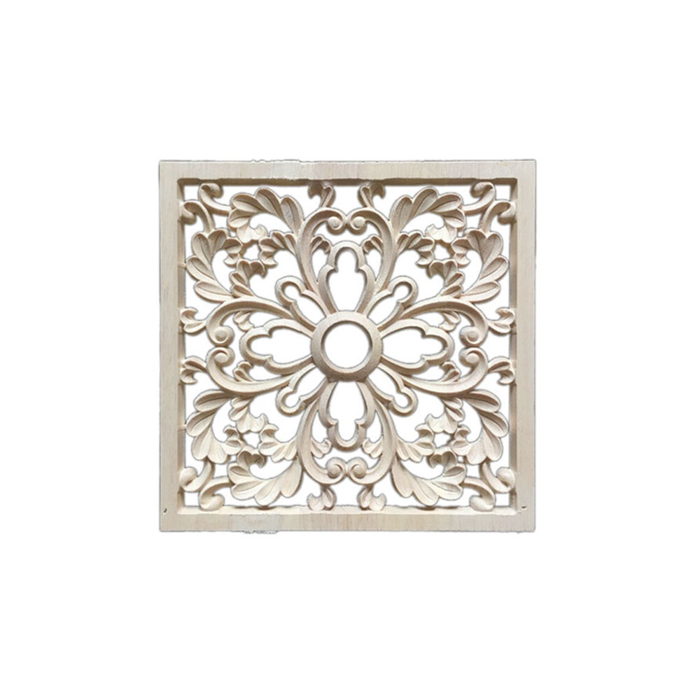 1X Applique In Legno Di Gomma Intagliato, Decorazione Fai Da Te #F:20*20Cm