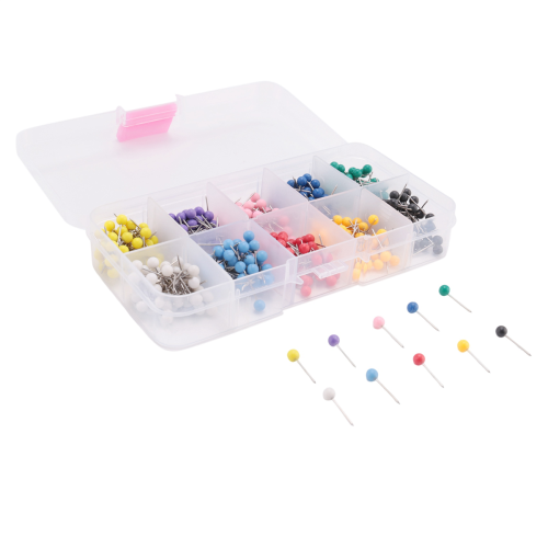 Map Tacks Push Pins Plastic Head with Steel Point, 4mm, 500 Pieces
