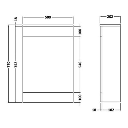 NES Home Turin High Gloss White 500mm x 200mm WC Unit (Excluding Cistern) 2