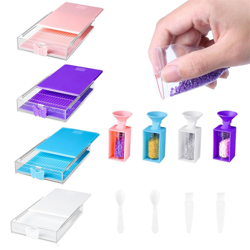 12er-Pack stapelbare Trabricks Diamond Art Tabletts mit Deckel, E 1