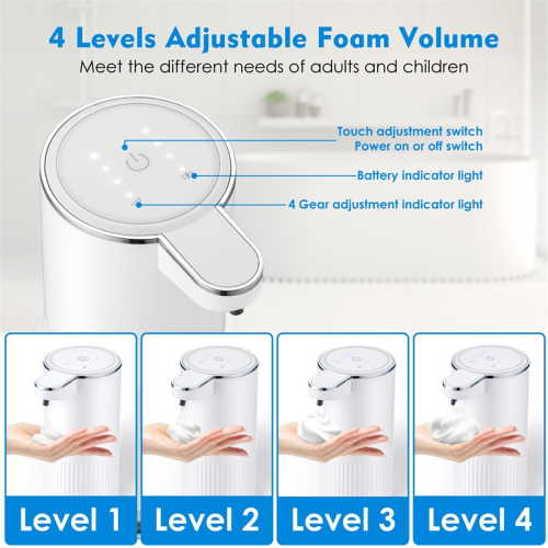 Distributore automatico di sapone schiumogeno, distributore di sapone schiumogeno regolabile per le mani 2