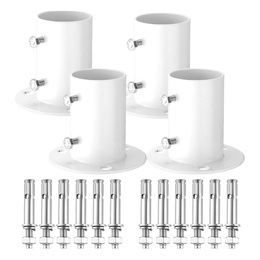 4 Stuks Roestvrijstalen Dekflenzen, Witte Flensstangkophouder-image