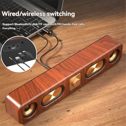 Ξύλινα ηχεία Bluetooth Φορητή μπάρα ήχου HiFi Stereo 2