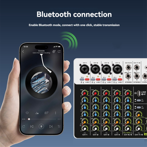 V8 Audio Mixer Pequeno Console de Mixagem Plugue UE 2