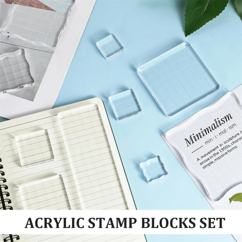12Pcs Acrylic Stamp Block Clear Stamping Blocks Tools Set 1