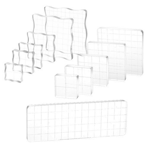 12Pcs Acrylic Stamp Block Clear Stamping Blocks Tools Set