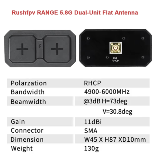 Per RANGE PLUS 2X Antenna doppia 5.8G + Antenna RHCP nera 2