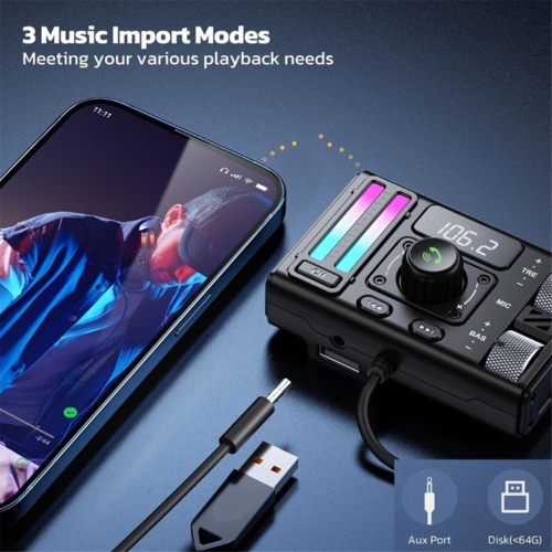 Bluetooth-Compatible FM Transmitter for Car PD20W QC3.0 USB Charging 2