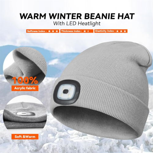 Unisex LED Beanie Hat Light Winter Flashlight Christmas Beanie B