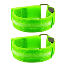 Pulseira de corrida noturna para esportes ao ar livre, recarregável por USB, verde