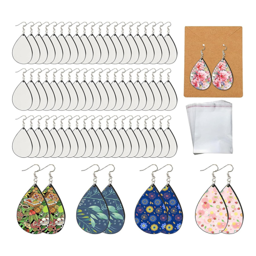 70pcs Sublimation Earring Blanks Bulk Double-Sided MDF Wood Blank