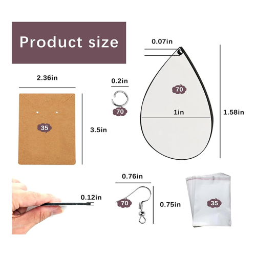 70pcs Sublimation Earring Blanks Bulk Double-Sided MDF Wood Blank 1