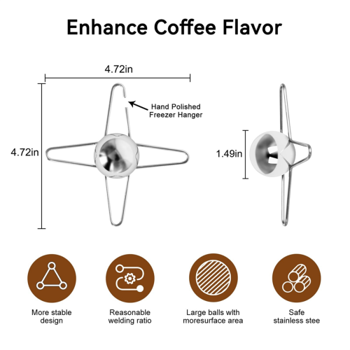 2 pezzi di refrigeratore per caffè espresso con sfere di acciaio riutilizzabili per caffè freddo 1