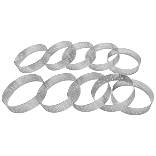 10-pak tærteringe i rustfrit stål, varmemousse-ring, 8 cm