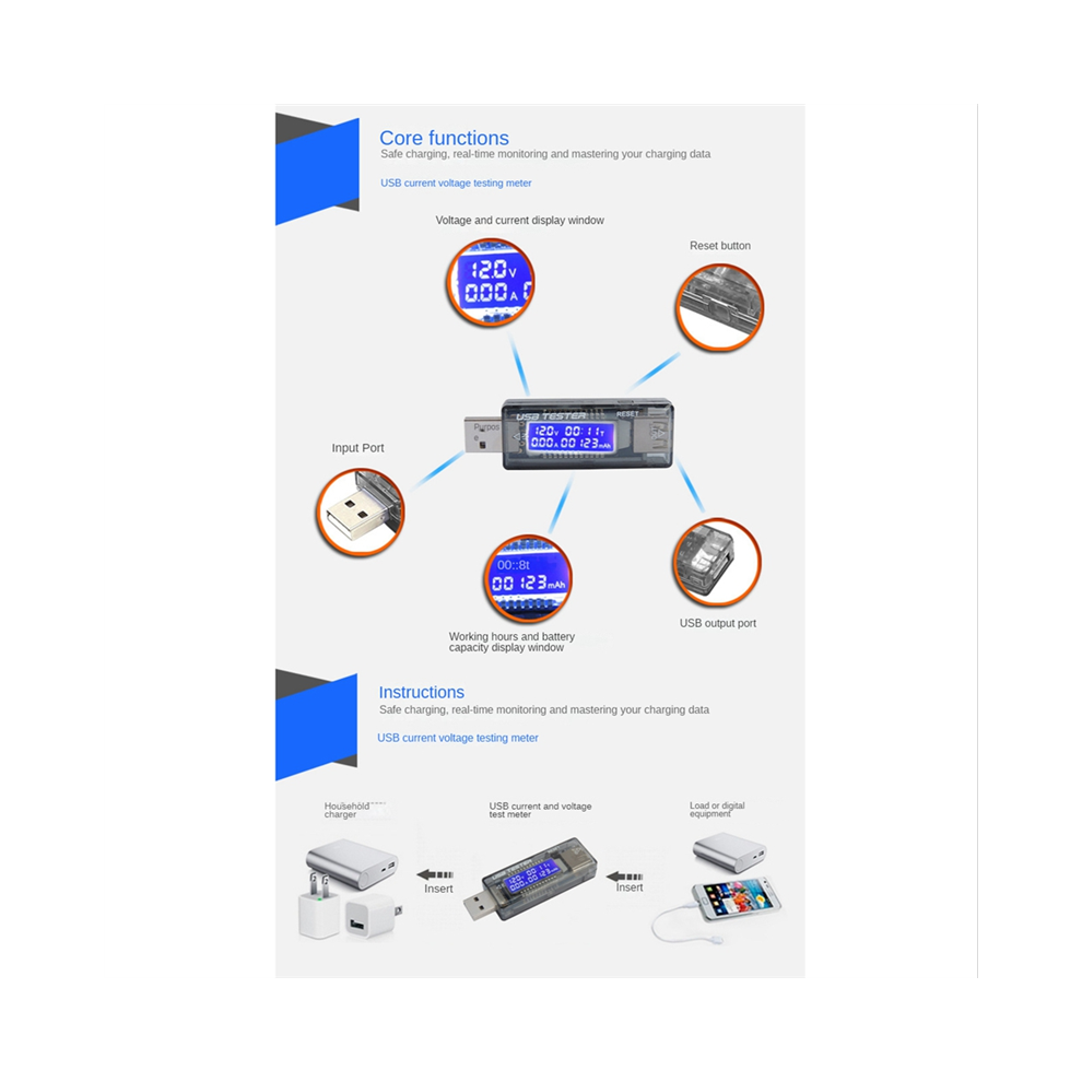 Dc Mobile Power Charging Current Voltage Digital Monitor Usb Tester 4712187083818