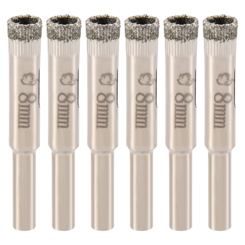 6 stk. 8 mm diamantkernebor til keramiske fliser og glashulsav
