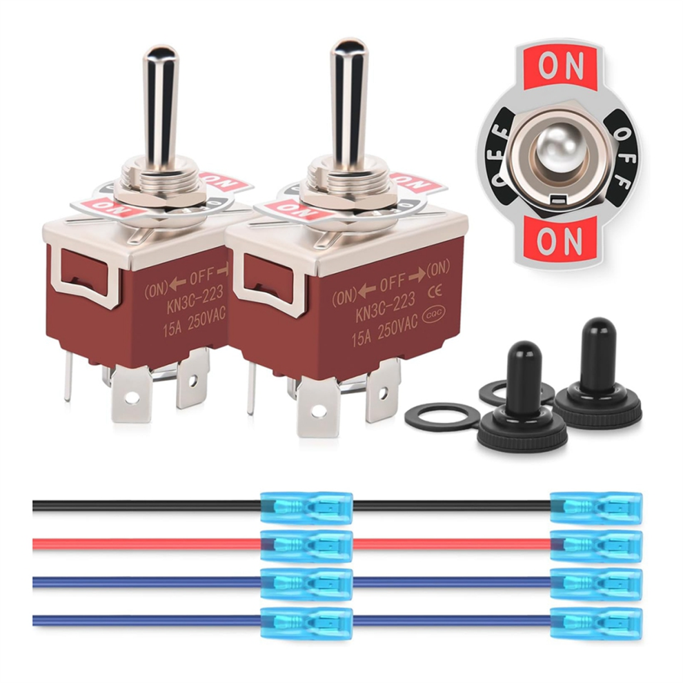 4Pin Reverse Polarity Toggle Switch 2Pcs 12V Momentary Rocker Switch 4712187091004